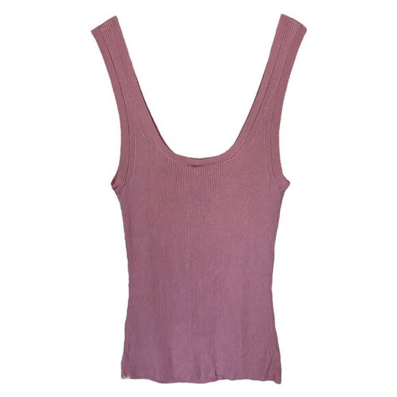 Zimmermann Pink Ribbed Knit Scoop Neck Tank Top NWT Size AU 2/US 8 Medium - Picture 2 of 6